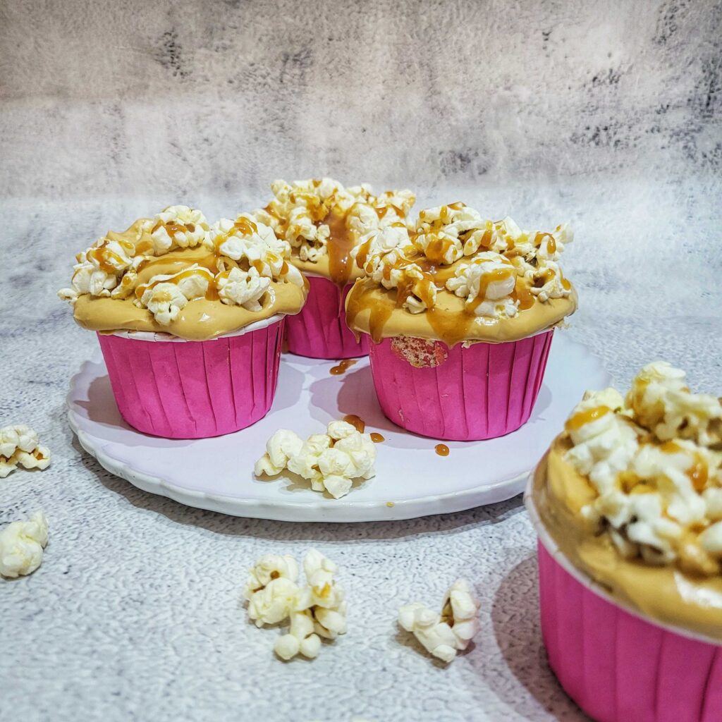 Karamelový popcorn cupcake z pšeničné hladké Pernerky